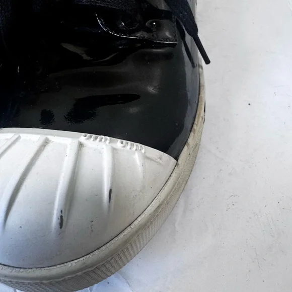 Miu Miu Patent Leather Vernis Rubber Cap Toe Platform Sneakers Flats Shoe Lace 8 - Picture 11 of 16